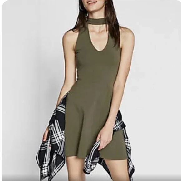 olive green choker dress Floral Choker Satin Cami Maxi Dress in Olive